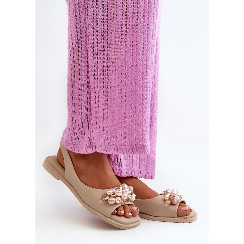 Női szandál díszítéssel S.Barski KV27-004 Bézs 2