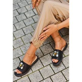 Női papucsok díszítéssel S.Barski KV27-031 Fekete 2