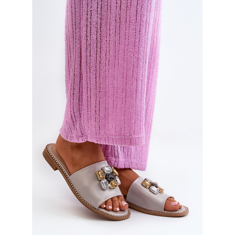 Női papucsok díszítéssel S.Barski KV27-031 Bézs 1