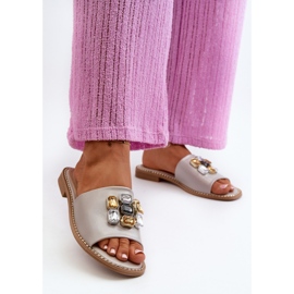 Női papucsok díszítéssel S.Barski KV27-031 Bézs 2