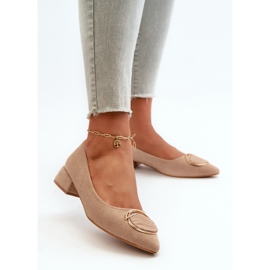 Alacsony sarkú pumpák Eco Suede S.Barski KV27-037 bézs színű 2