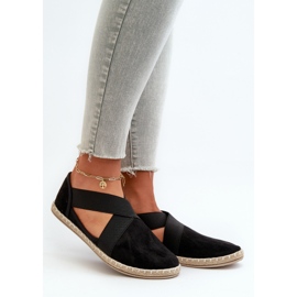 Női espadrillek elasztikus pántokkal Eco Suede Black Phaedrana fekete 1