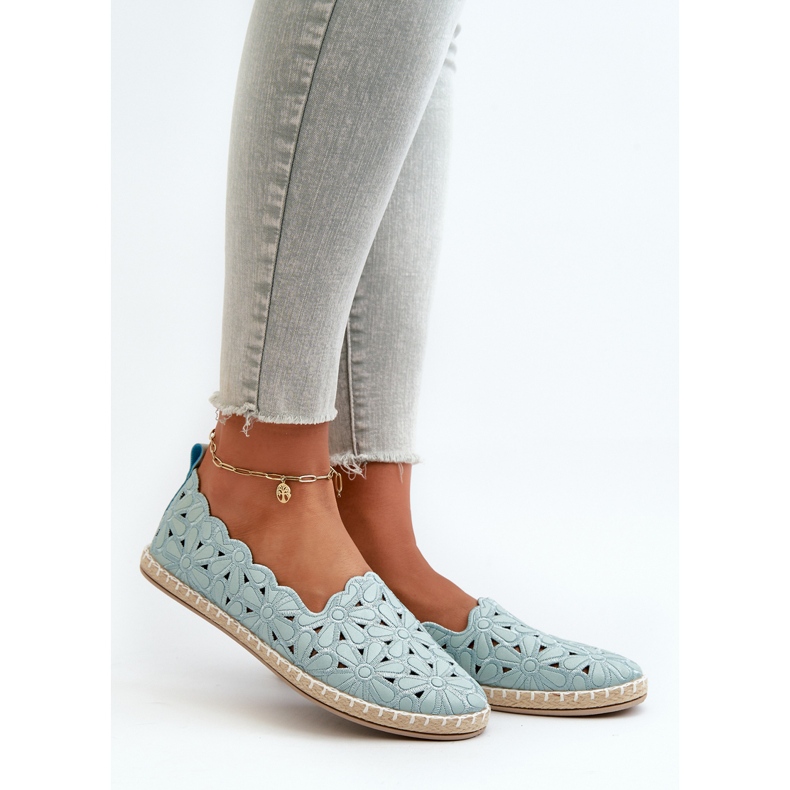 Női kék Vennice virágos felcsúsztatható balerinacipő 1