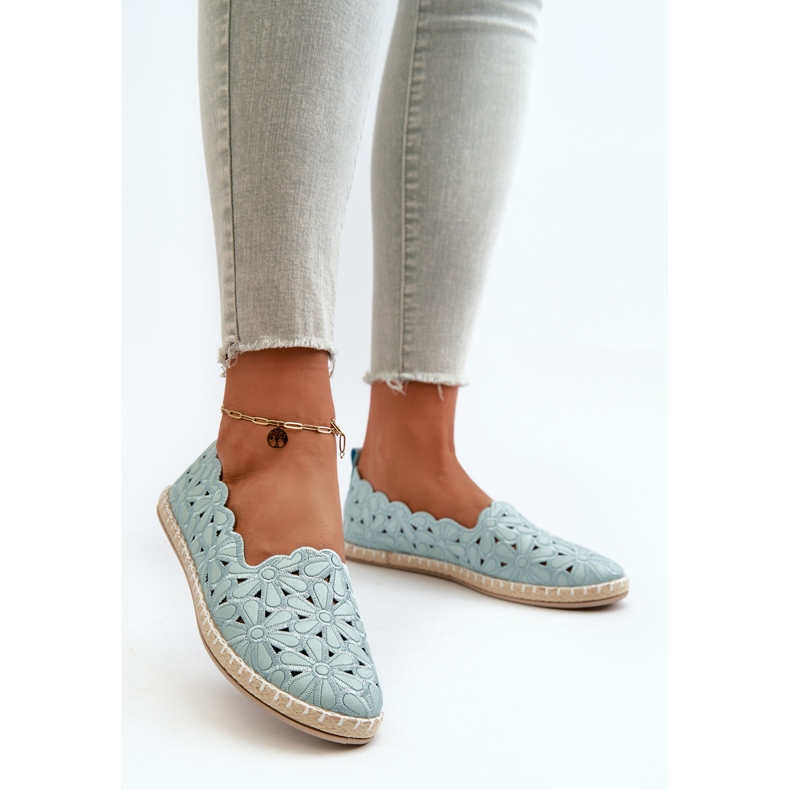 Női kék Vennice virágos felcsúsztatható balerinacipő 2