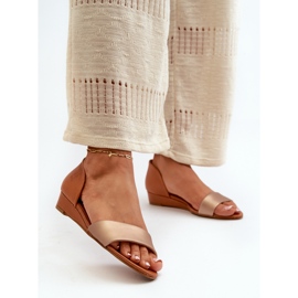 Maciejka bőr szandál 1971-68 barna és arany aranysárga 2