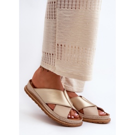 Bőr profilú papucs Maciejka 04986-04 arany-bézs 1 Bőr profilú papucs Maciejka 04986-04 arany-bézs 1