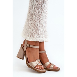 Bőr szandál magas sarkú Maciejka 06029-25 arany aranysárga 2