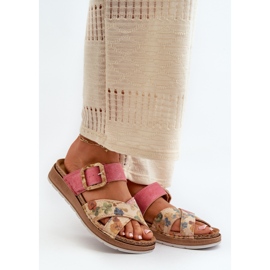 Kényelmes női papucsok virágcsattal Inblu GS000051 Pink rózsaszín 1
