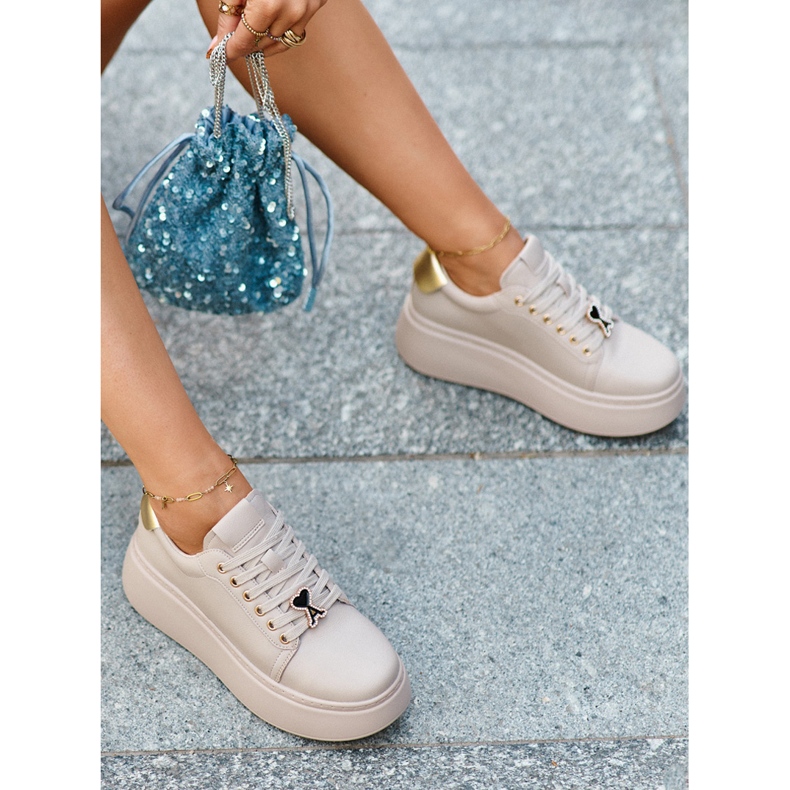 Bézs Vinceza 66700 színű női bőr tornacipők 2