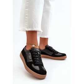 Női bőr tornacipő fekete Vinceza 7333 2