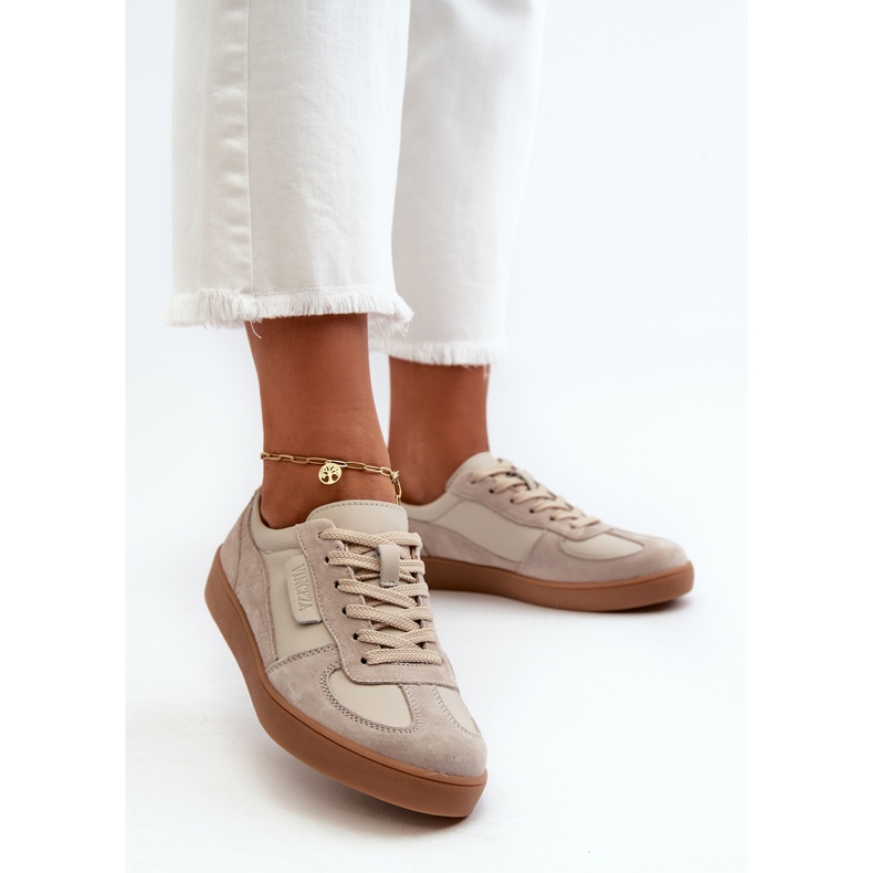 Női bőr tornacipő, szürke és bézs Vinceza 7333 2