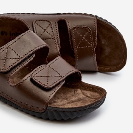 Kényelmes férfi papucsok tépőzáras pántokkal Inblu FM00001U Sötétbarna 2