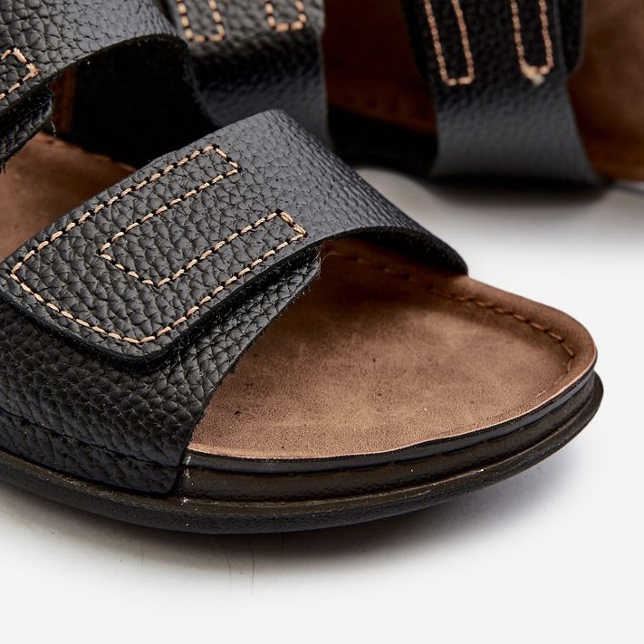 Kényelmes férfi papucs tépőzáras pántokkal Inblu GV00002I fekete 2