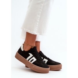 Zazoo N1095S2 női bőr tornacipő fekete platformon 1