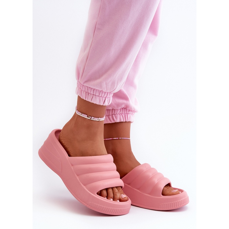 Könnyű női habszivacs flip-flop éken és platformon, rózsaszín Tendrea 1