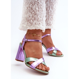 Eco bőr magassarkú szandál, lila Abilica 2