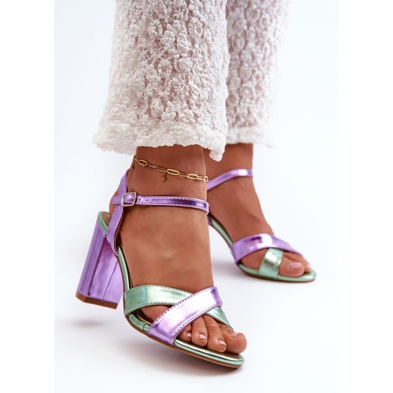 Eco bőr magassarkú szandál, lila Abilica ibolya 2