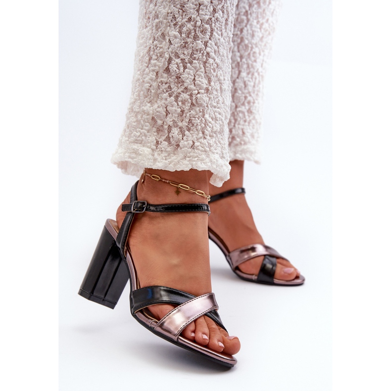 Eco bőr magassarkú szandál fekete Abilica 2