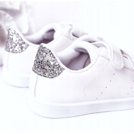 Gyermek tépőzáras tornacipő, fehér és ezüst 1