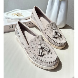 Női áttört mokaszinok Eco velúrból, bézs Tinami 1 Női áttört mokaszinok Eco velúrból, bézs Tinami 1