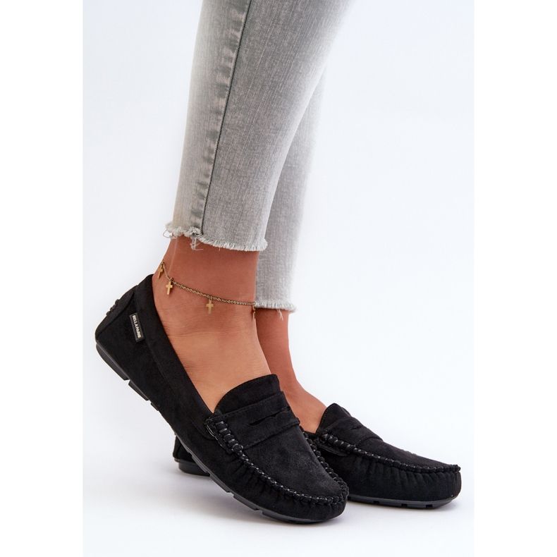 Női mokaszinok Eco Suede Black Recereria anyagból fekete 1