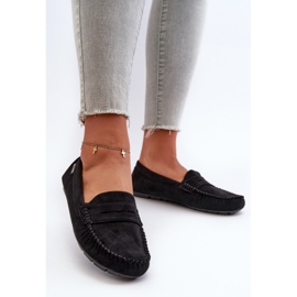 Női mokaszinok Eco Suede Black Recereria anyagból fekete 2
