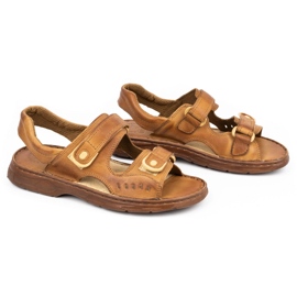 ŁUKPOL Férfi bőr szandál tépőzárral 812 barna 2