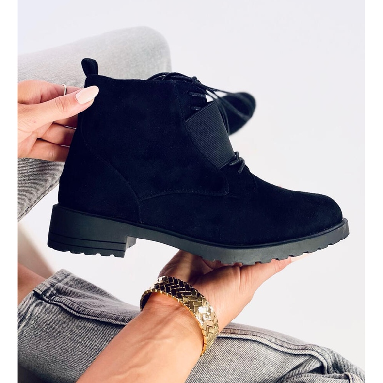 Fűzős csizma Anja Black fekete 1