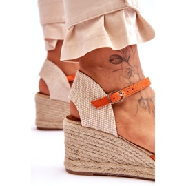 Velúr Espadrilles Wedge Sandals Orange Cammer narancssárga 7