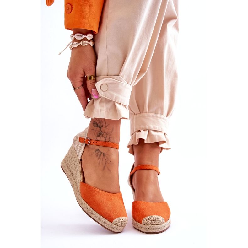 Velúr Espadrilles Wedge Sandals Orange Cammer narancs 1