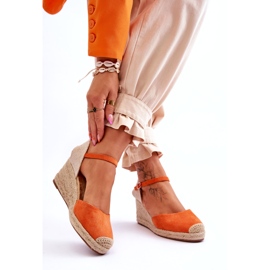 Velúr Espadrilles Wedge Sandals Orange Cammer narancssárga 2