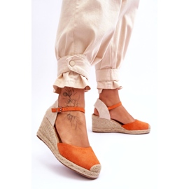 Velúr Espadrilles Wedge Sandals Orange Cammer narancs 3