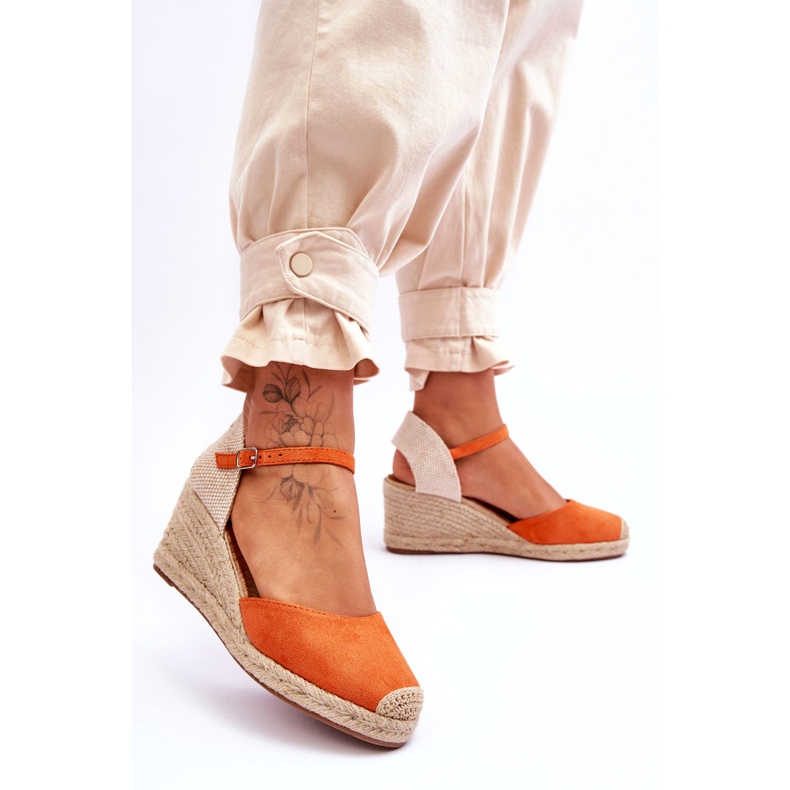 Velúr Espadrilles Wedge Sandals Orange Cammer narancs 3