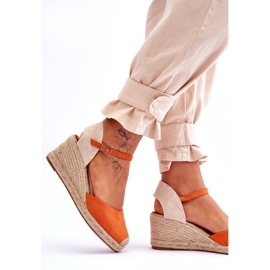 Velúr Espadrilles Wedge Sandals Orange Cammer narancssárga 4