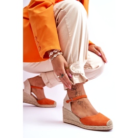 Velúr Espadrilles Wedge Sandals Orange Cammer narancssárga 6