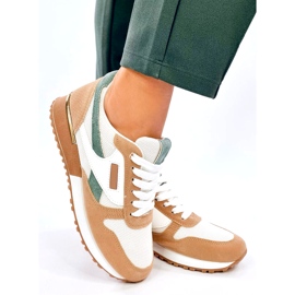 Női sportcipő, fehér és bézs színben 2