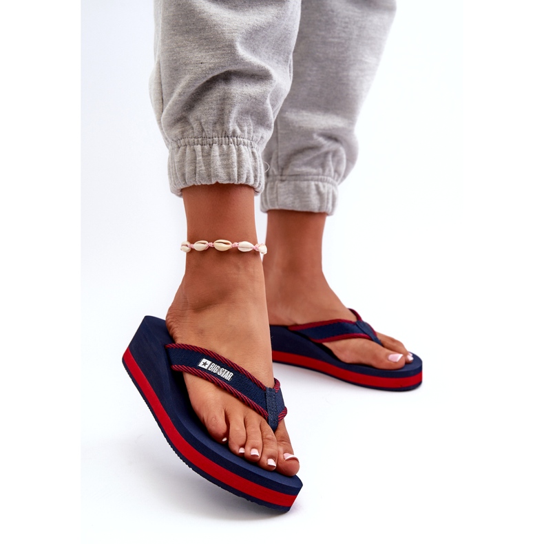 Női Wedge Flip-Flops Big Star NN274A725 sötétkék 2