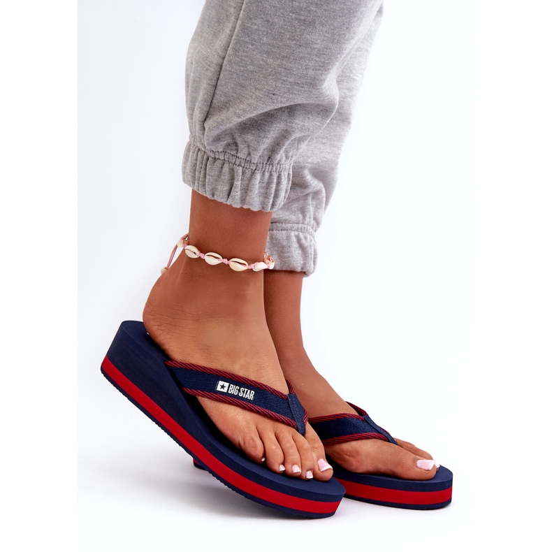 Női Wedge Flip-Flops Big Star NN274A725 sötétkék 1