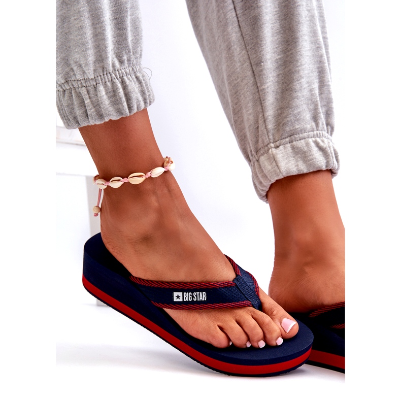 Női Wedge Flip-Flops Big Star NN274A725 sötétkék 5