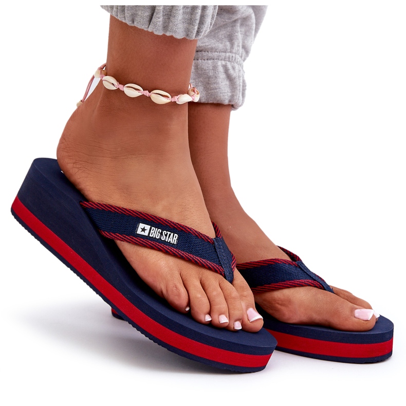 Női Wedge Flip-Flops Big Star NN274A725 sötétkék 6