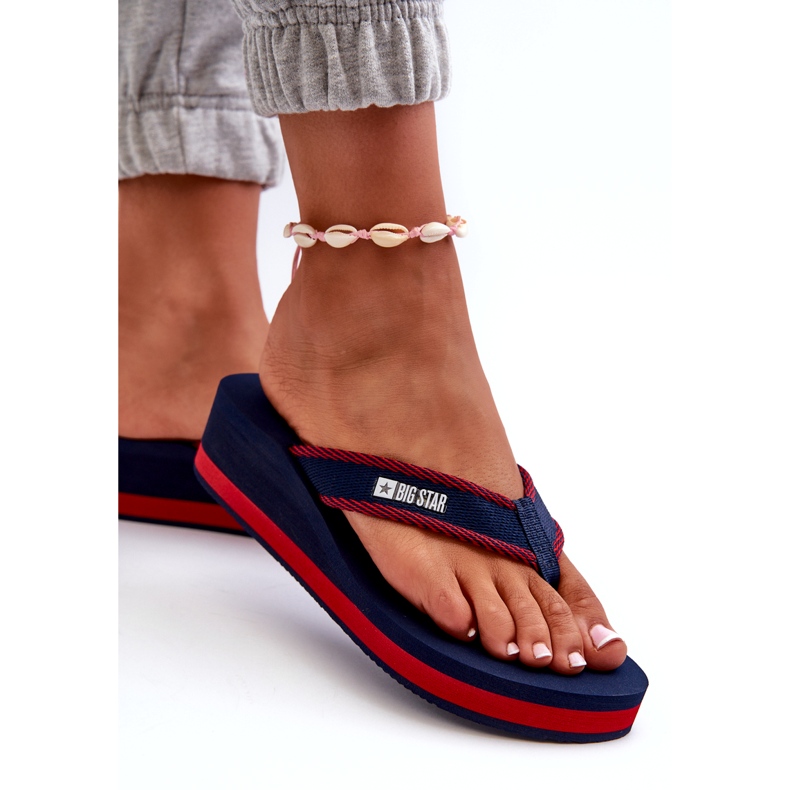 Női Wedge Flip-Flops Big Star NN274A725 sötétkék 3