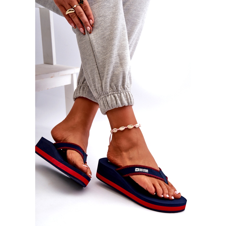 Női Wedge Flip-Flops Big Star NN274A725 sötétkék 4