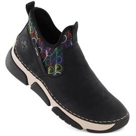 Kényelmes női fekete felbújós bokacsizma Rieker 45957-00 1