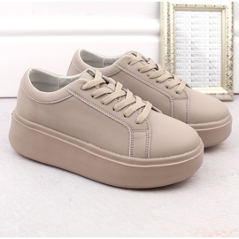 Női bőr cipő emelvényen, sötét bézs, Sergio Leone SP024 1