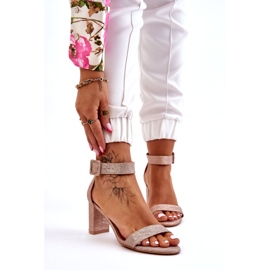 Fényes magassarkú szandál, rózsa arany aranysárga 1