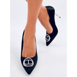 Malconi Fekete magassarkú kristály díszítéssel 2