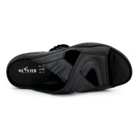 Olivier Férfi flip -flopok természetes bőrből 400mp fekete 3