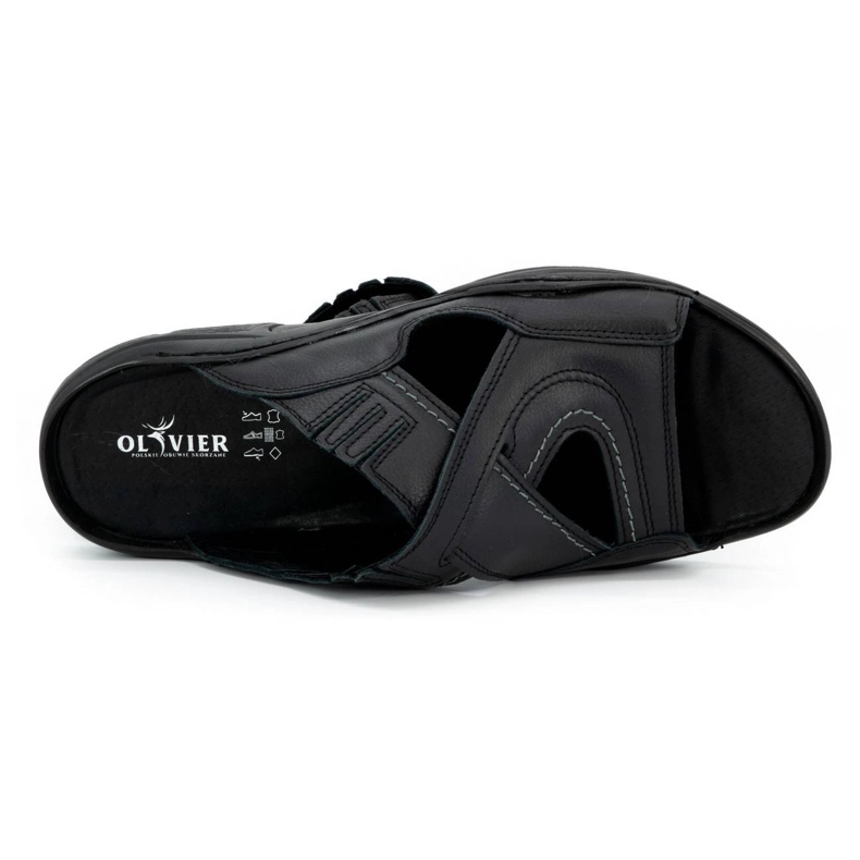 Olivier Férfi flip -flopok természetes bőrből 400mp fekete 3