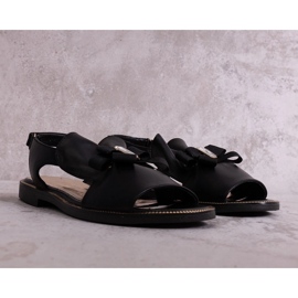 Fekete szandál masnival és cirkon KARINO 1