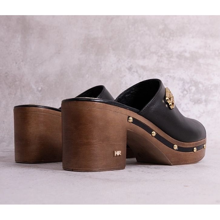 Fekete KARINO bőr magas sarkú öszvérek 1